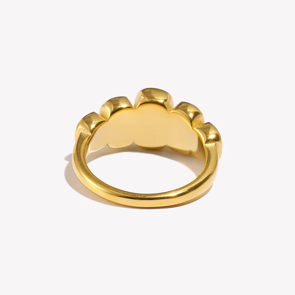 E.B.belle High Quality Geometric Clear Zircon Ring Classic Style18k Gold Plated Popular Jewelry Charm Hypoallergenic