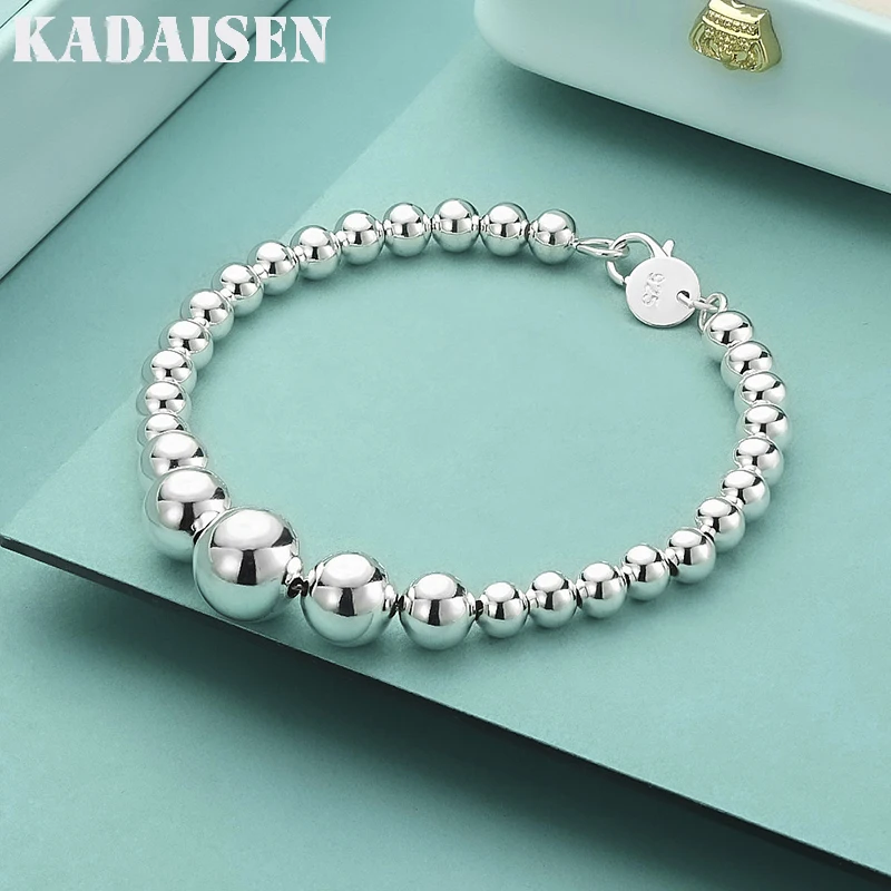 Brandneue 925 Sterling Silber Feine Große und Kleine Perlenketten-Armbänder für Damen Hochzeit Party Weihnachtsgeschenk Modeschmuck