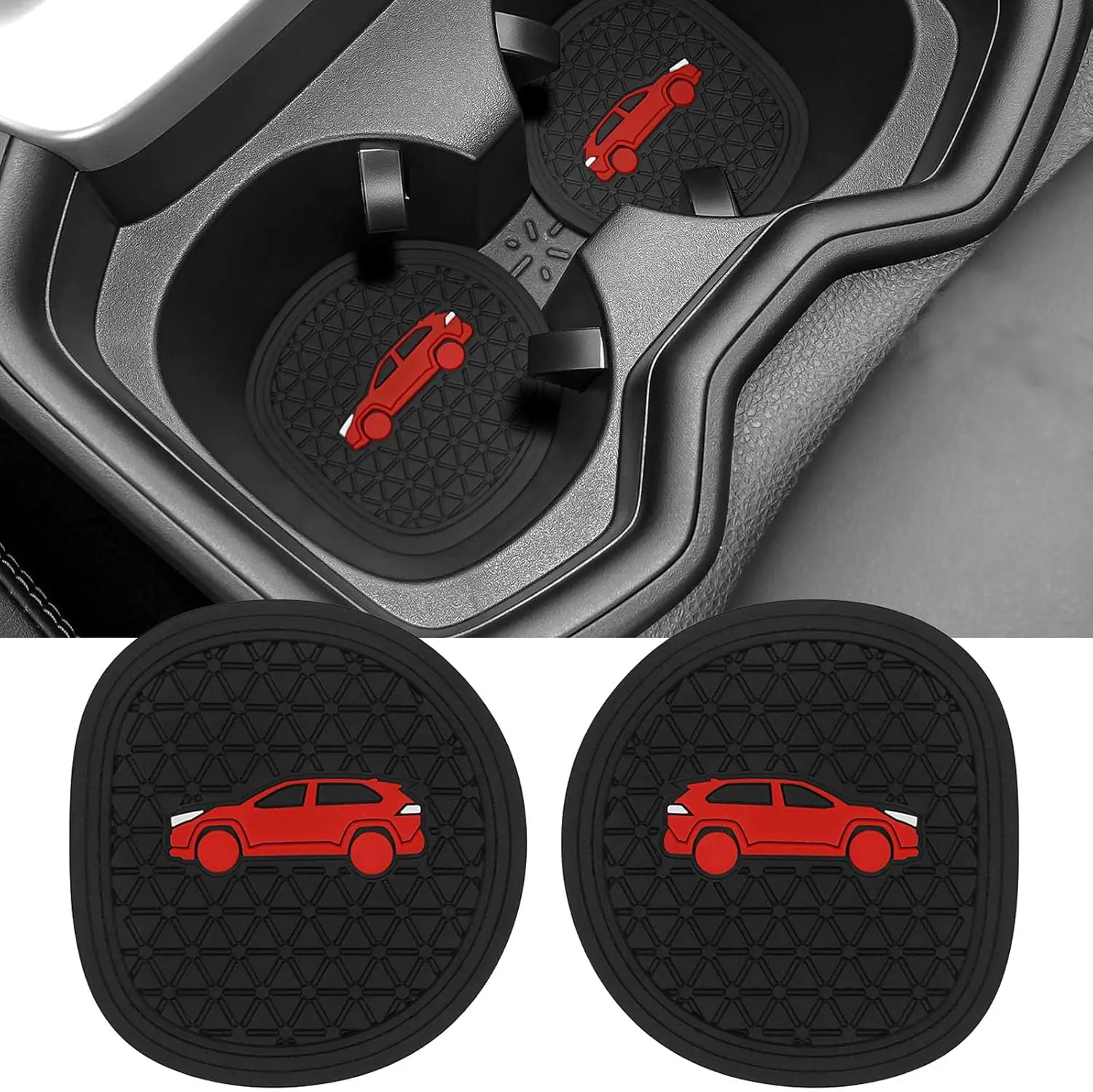 

2PCS Car Cup Holder Coaster Compatible with 2019-2025 Toyota RAV4 Silicone Non-Slip Cup Holder Coasters for Toyota Interior