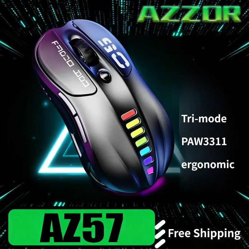 

AZZOR AZ57 Беспроводная мышь с тремя режимами PAW3311 Полое оборудование 1000 Гц Игровые мыши Офисный аксессуар Мышь для ноутбука Подарок на заказ