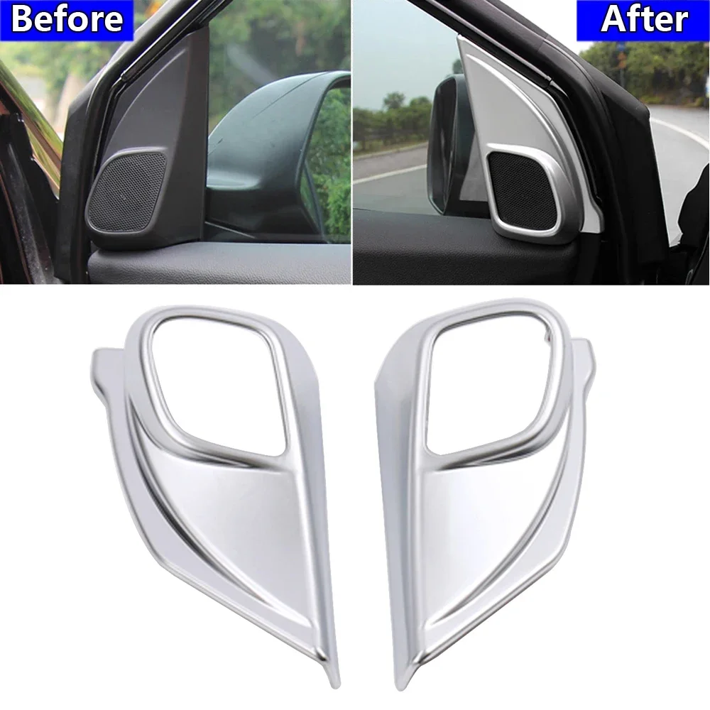 A Pair For 2012-2016 Honda CR-V 2013 2014 2015 CRV Matte Chrome Front Audio Speaker Trim Car Inner Audio Ring Cover