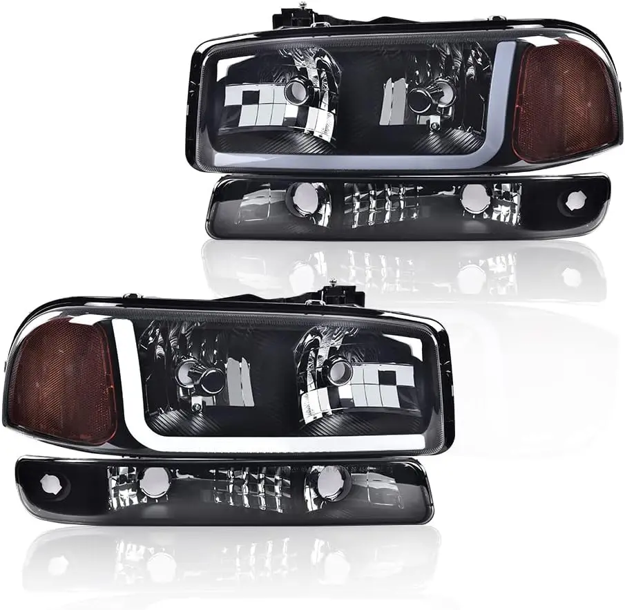 

LED Headlights Assembly Compatible with GMC 1999-2007 Sierra 1500/Yukon, 2001-2007 Sierra 1500 HD/2500 HD/3500 w/Bumper Signal L