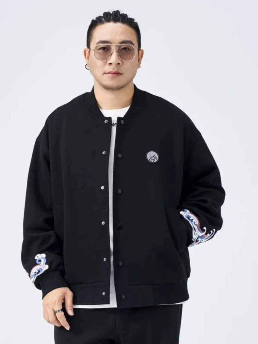 

Large Size Men's Baseball Jaet 2023 Autumn Winter New Sle Embroidered Casual Loose Fit Baseball Coat for Men