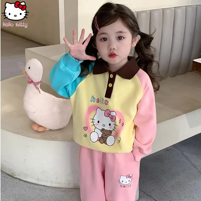 tuta-felpa-bambina-hello-kitty-cartone-animato-primavera-autunno-principessa-sport-all'aperto-tempo-libero-kawaii-cappotto-2-pezzi-anime-novita