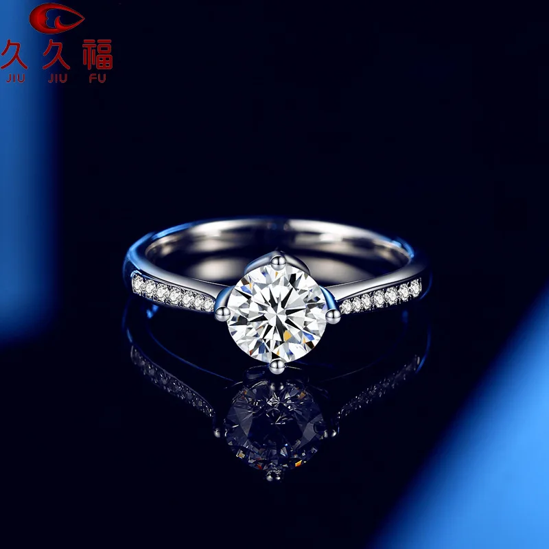 Soft Versatile Micro Pave Four-Claw Ring for Women, PT950 Platinum with 1 Carat Moissanite, ensure safe and comfortable wearing