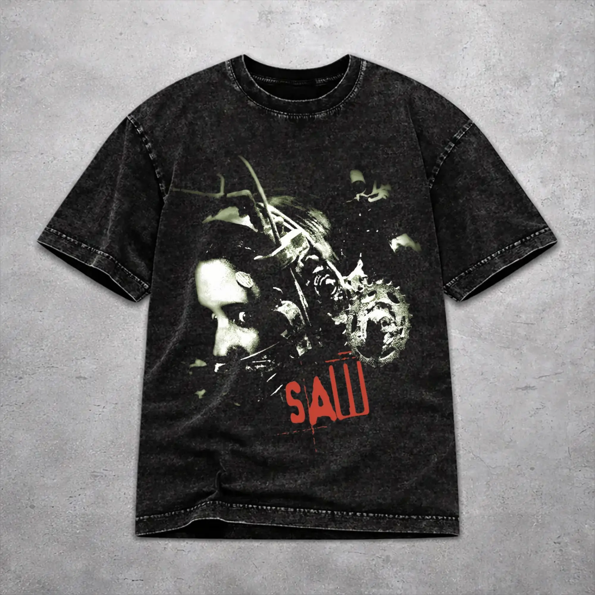 Saw Horror Movie Washed T Shirt Novelty Harajuku for Men Women  Loose T-Shirts Tee 100% Cotton