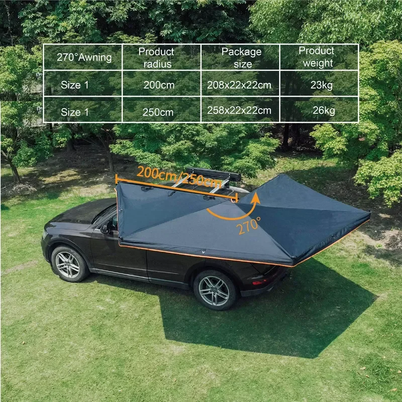 Awnlux Outdoor Fast Setup Car Canopy for Waterproof Side-Mounted Car Tent 270-Degree Hexagonal Sun-Blocking Awning view 4