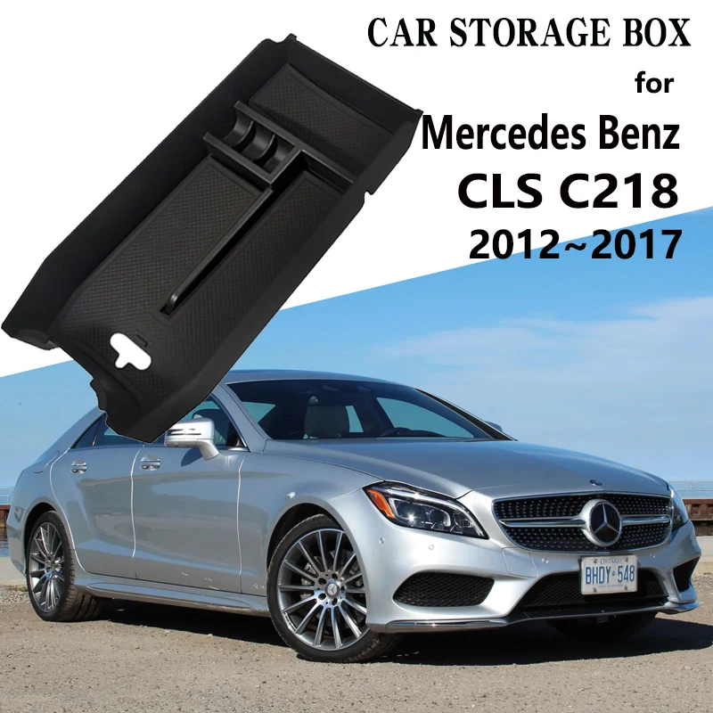 Dla Mercedes Benz CLS C218 2012 ~ 2017x218 350 300 pojemnik samochodowy konsola środkowa rozmaitości Organizer na podłokietnik akcesoria do palet
