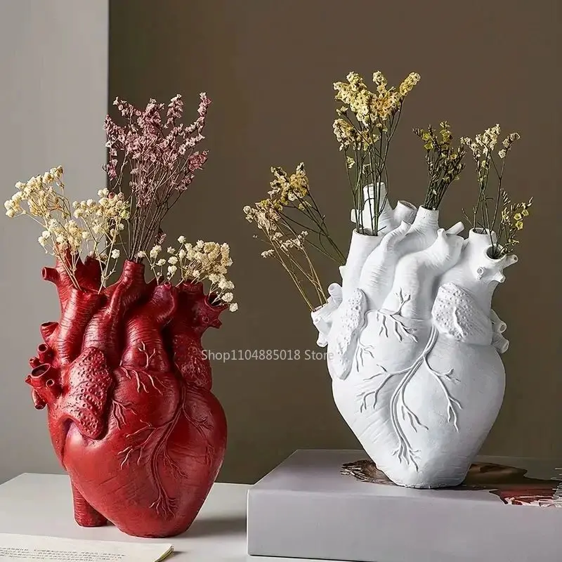 

New Simulation Heart Shape Resin Vase 4 Colors Heart-shaped Arrangement Potted Plant Suitable For Home Study Office Ornament