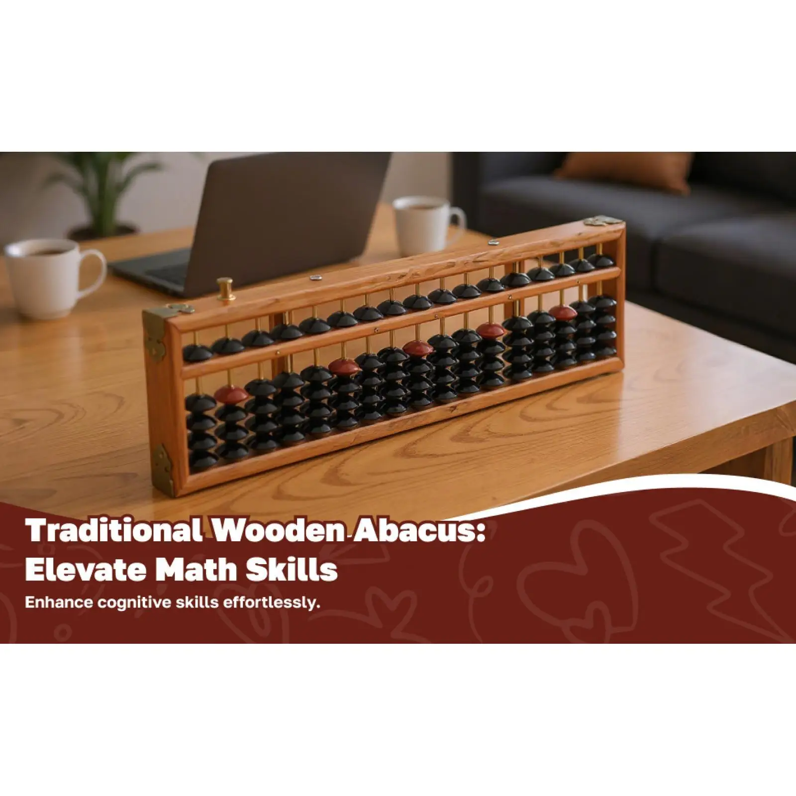 17 colonne Abaco matematico Perline di conteggio in legno Aiuto per l'apprendimento Giocattoli educativi per bambini Numeri di educazione matematica per bambini