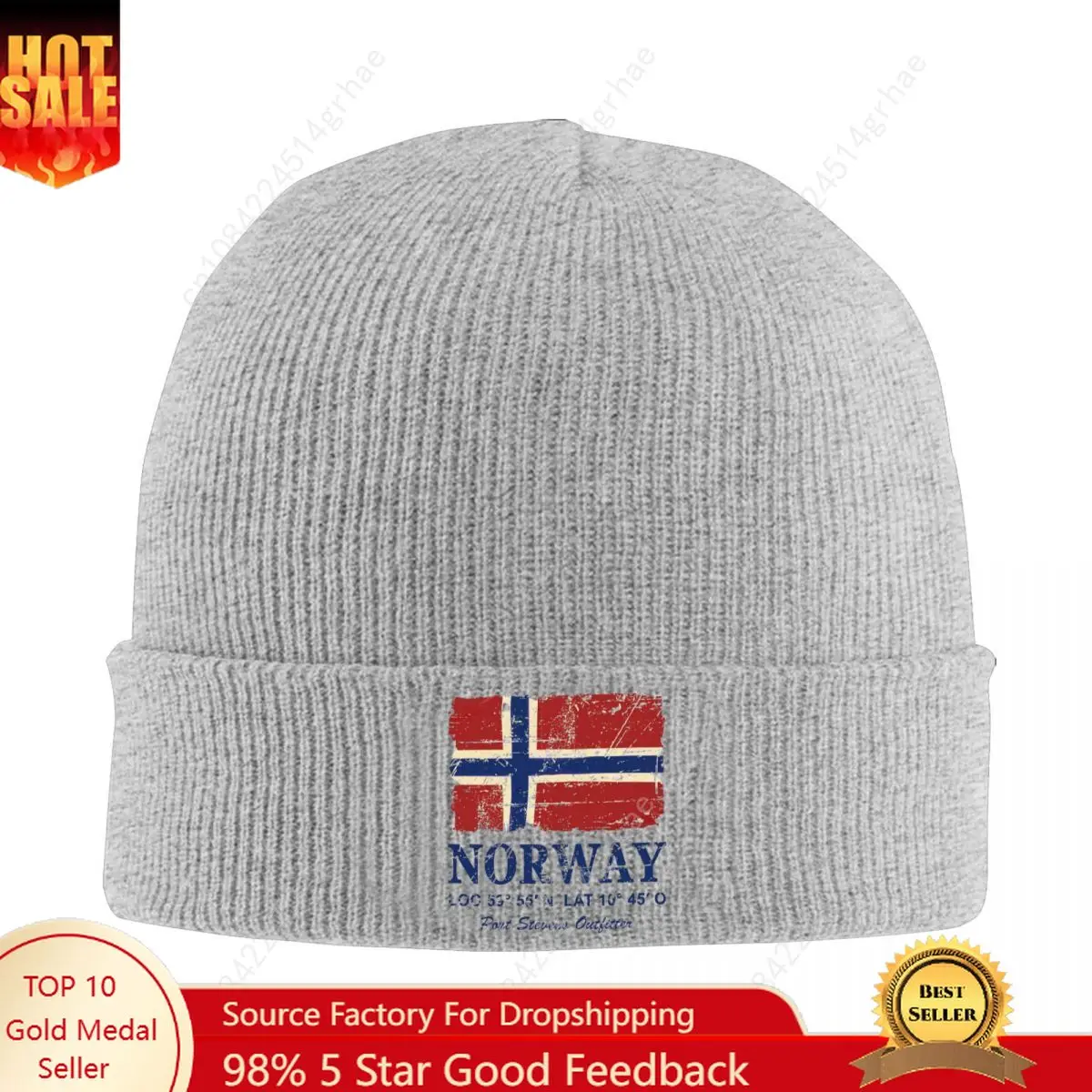 النرويج العلم خمر نظرة القبعات الخريف الشتاء بيني فضفاض قبعة الإناث الذكور محبوك قبعة