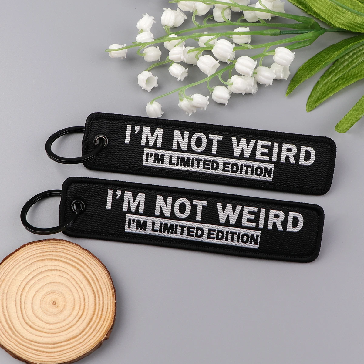 Halloween Horror Stay Weird Embroidery Key Fobs Key Tags Keychains For Car Motorcycles Keyring Accessories Chaveiro Jewelry Gift