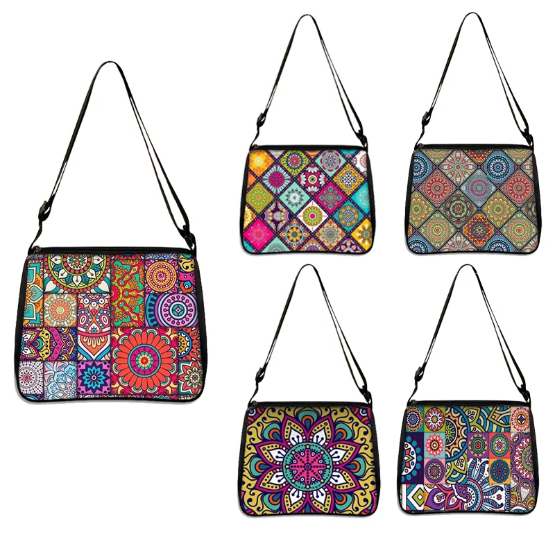 Bohemia Mandala shoulder bag Geometric Ethnic Flowers  Handbag Ladies Shopping Bag  Girls Totes Beach Travel