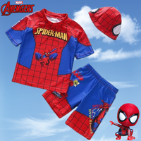 Marvel The Avengers Spiderman Cute Creative Anime Cartoon Pattern New Fashion Soft Swimsuit Swimsuit Swim Trunk Set for Kids