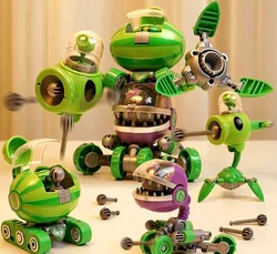 Plants Vs. Zombies 3-In-1 Set Watermelon Pea Pitcher Big Mouth Flower Car Children'S Boy Transformation Toy