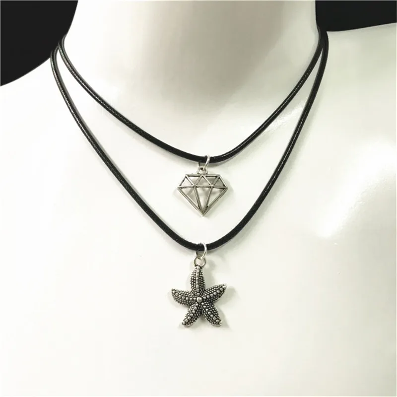 Hot Fashion Black Rope Choker Necklace Classic Alloy Pendant Necklace For Man Women Retro Jewelry Gifts Wholesale Multi Style