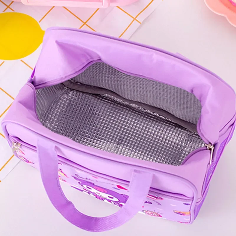 Cute Sanrio Kawaii Lunch Box Bag for Kids Cartoon My Melody Kuromi Insulated Bag Portable Food Storage Bag