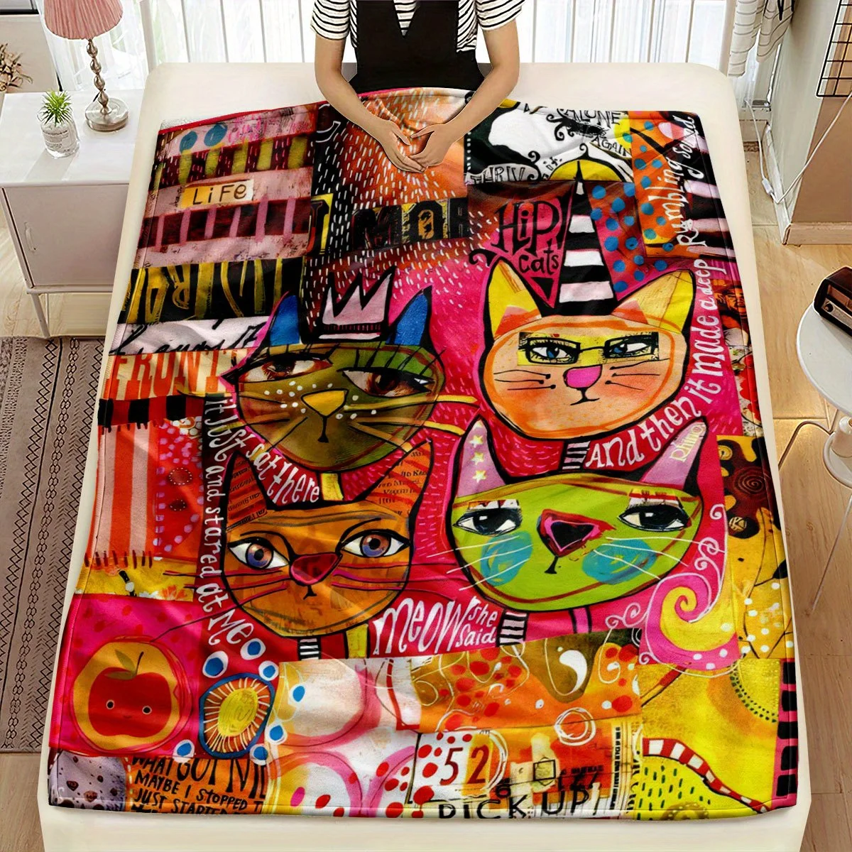 

Colorful Cat Collage Blanket, Soft Cozy Throw with Fun Artistic Design, Perfect Gift Idea for Pet and Art Lovers Everywhere