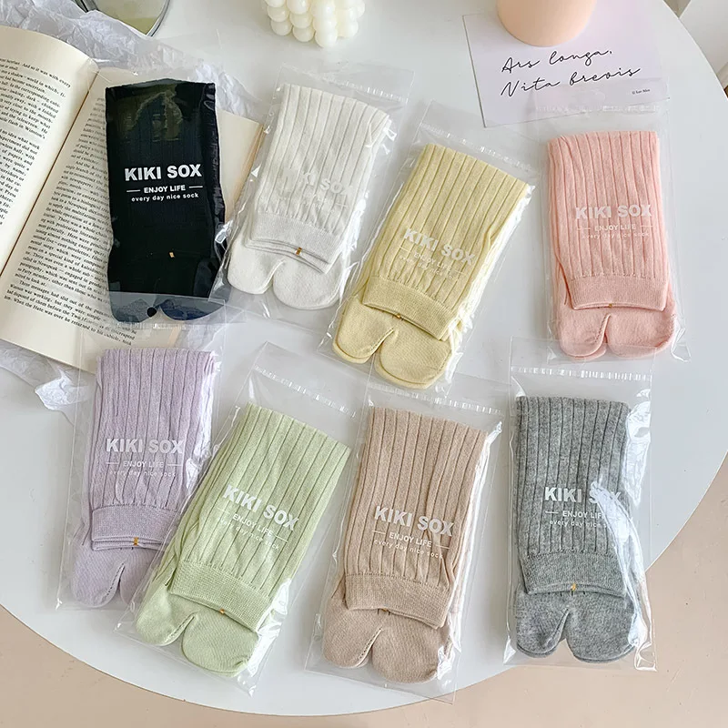 Japanese Style Mid Tube 2 Finger Socks For Women Thin Breathable Casual Cotton Socks Split Toe Socks 2 Toe Socks with Fingers