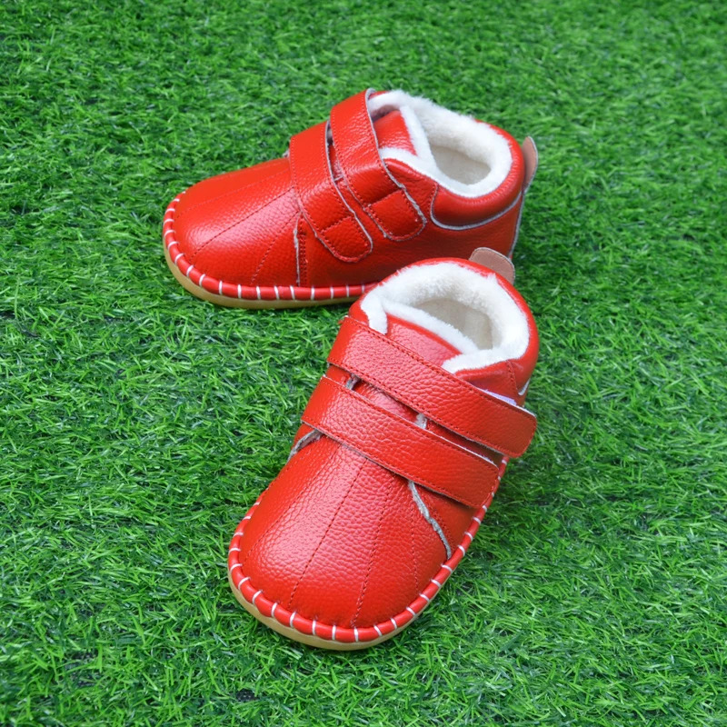 Leather warm baby boots thick fluffy lining kid boots