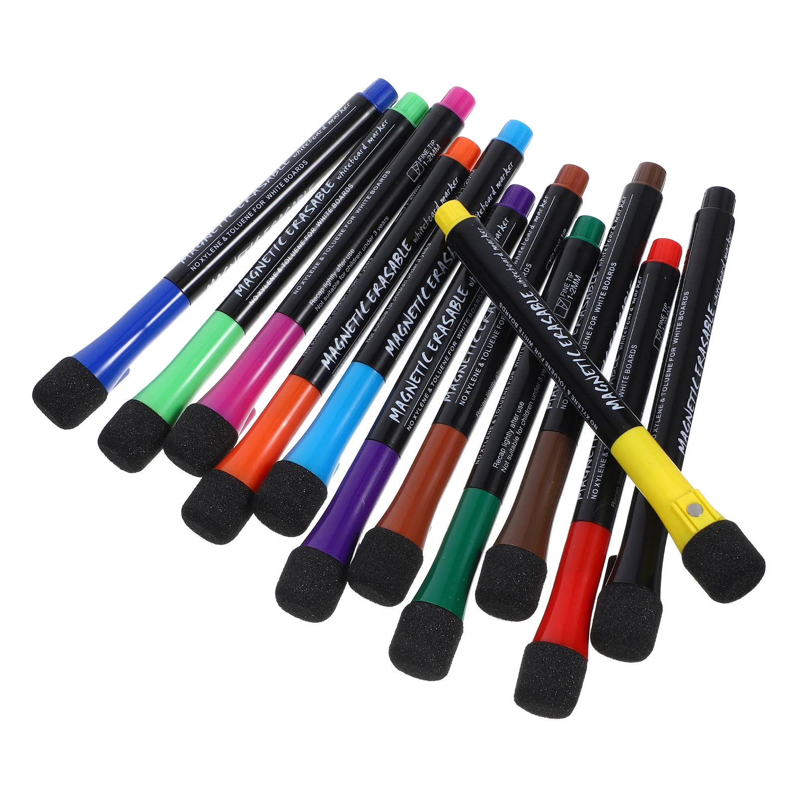 

12pcs Magnetic Whiteboard Pen Dry Erase Markers Fine Tip Colored Classroom Pens for Smooth Surface Writing Office Use