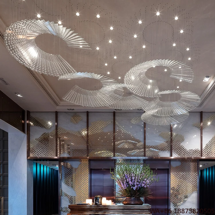 

LED Chandelier Nordic Pendant Light Engineering Customization Pendant Light Modern Design White Tassel Glass Chandelier