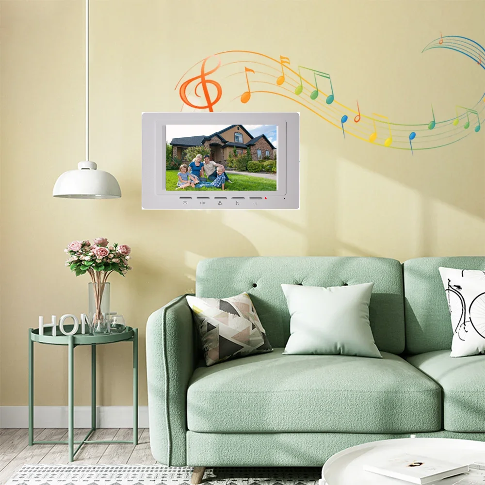 Angielo หน้าจอสีขนาด 7 นิ้ว Visual Intercom ระบบรักษาความปลอดภัยการสื่อสารสองทางปุ่มเดียวปลดล็อคอินฟราเรด Night Vision RFID