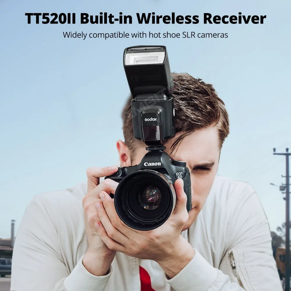 Godox TT520 II Flash TT520II with Build-in 433MHz Wireless Signal + Transmitter Kit for Canon Nikon Pentax Olympus DSLR Cameras view 2