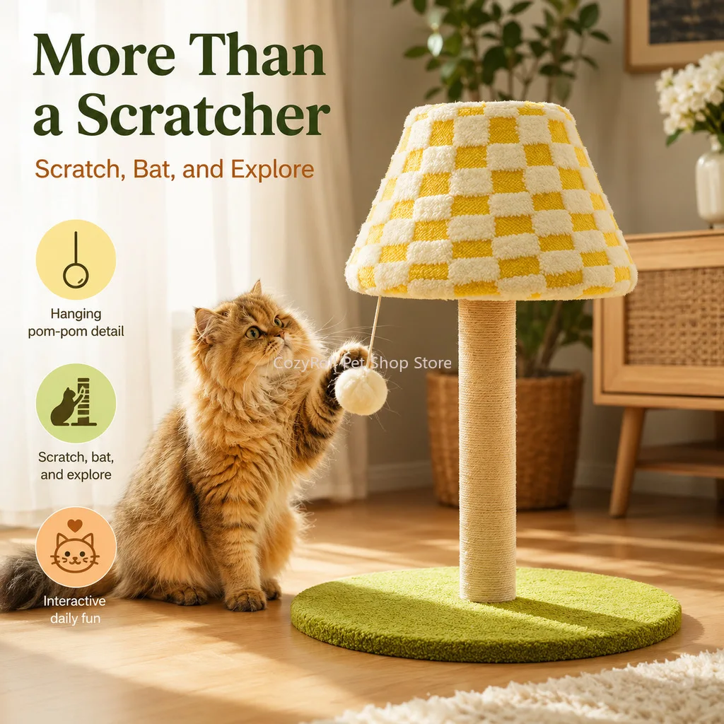 Cat Scratching Post for Indoor Cats Scratcher Cute Cat Tree with Dangling Ball, Sisal Scratching Post, Simple Assembly Stability