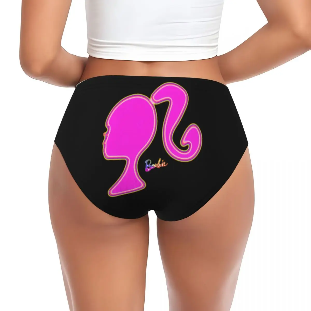 Women's Barbie Logo Pink Brief Underwear Soft Breathable Briefs Panties