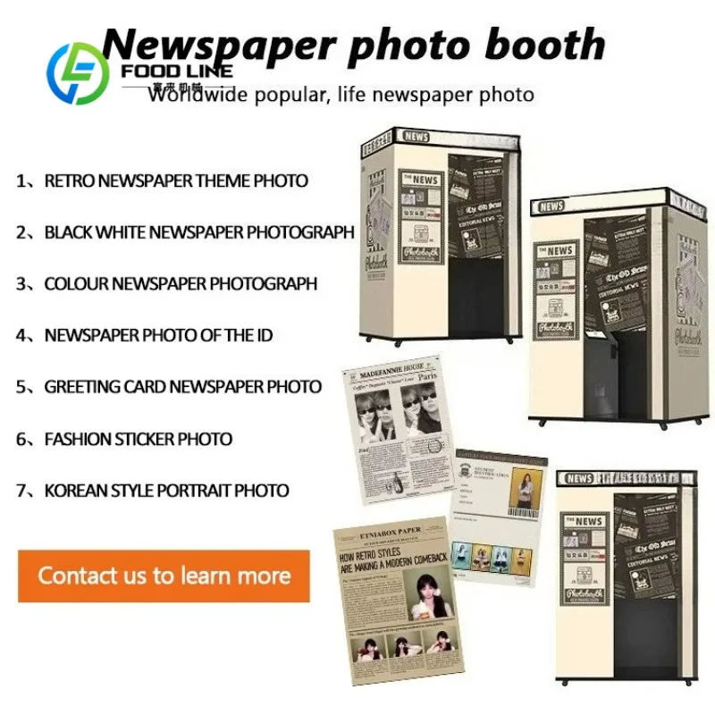Retro-Style Newspaper Photo Booth for Sale Dslr Photo Booth Thermal Sublimation Printer Enclosed Photo Booth Kiosk Customized
