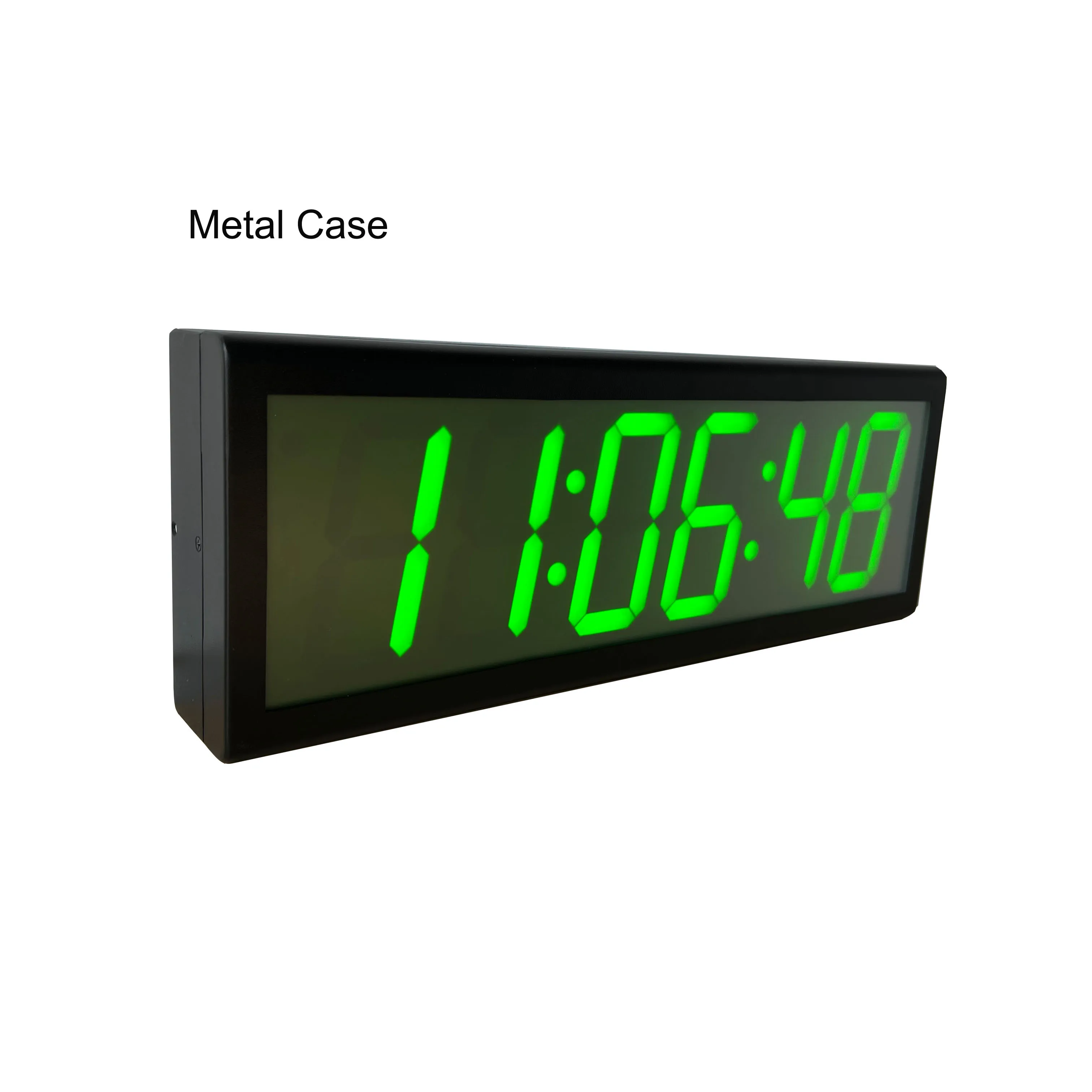 

6-digit 4" Green LED Synchronized NTP IP POE Wall Clock, Metal Case