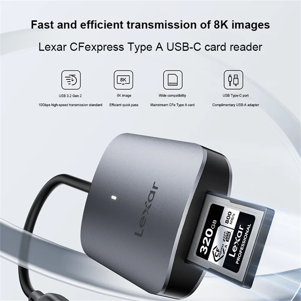 Lexar515U CFexpress Type A USB3.2 Gen2 CFE قارئ بطاقات عالي السرعة من النوع C واجهة 8K 10Gbps قارئ بطاقات الذاكرة