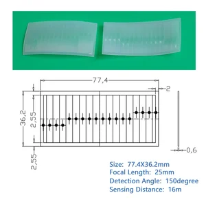 77,4x36.2mm Fresnel HDPE HDPE Human Body Lens Infrarotsensor PIR Objektiv 16m Erkennungsabstand Abstand 25 mm 6 Hauptverkäufe Fresnel -Objektive - №2