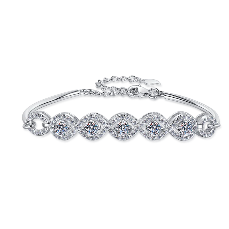 hot selling Fine Jewel 1.5CT Diamond GRA certified VVs1 Moissanite S925 sterling silver Moissanite Ladies bracelet Dangle