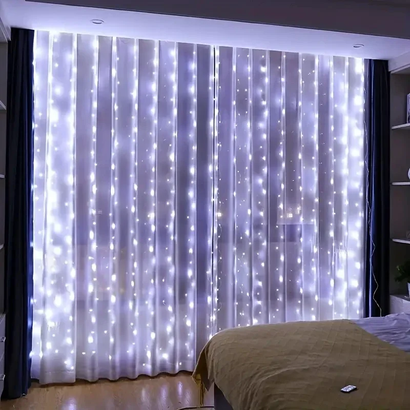 LED Curtain Lights String Christmas 8 Modes Wedding Party Lights USB Powered Halloween Room Valentine's Day Fairy Garden Decor
