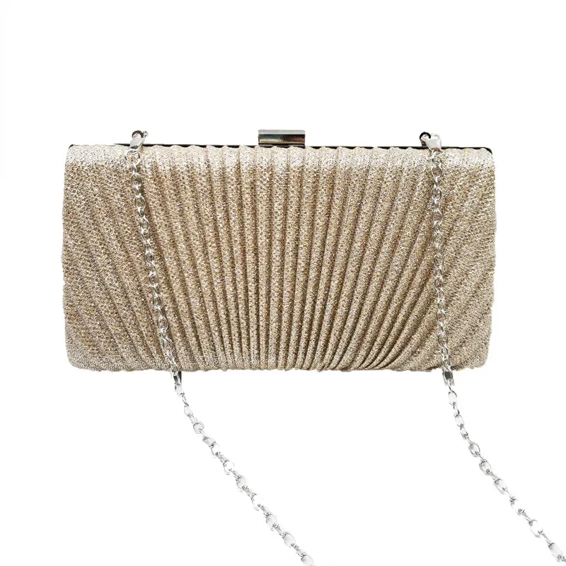 2025 Fashion Pleated Shiny Small Square Dinner Clutch , Women'S Shoulder Messenger Chain Ladies' Diamond Bag Crystal Ladies' Bag