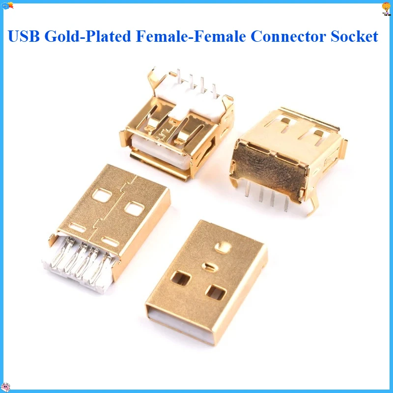 5PCS  USB Gold-Plated Female-Female Connector Socket a Type a Female to Male Patch Straight Cable for Data Transfer And Charging