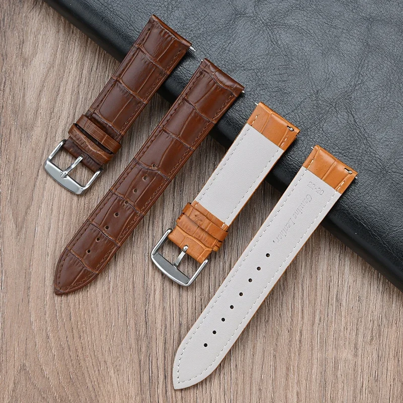 Cowhide Genuine Leather Strap for Seiko Tissot Quick Release Universal Watch Band 12 13 14 15 16 17 18 19 20 21 22 23 24 26mm