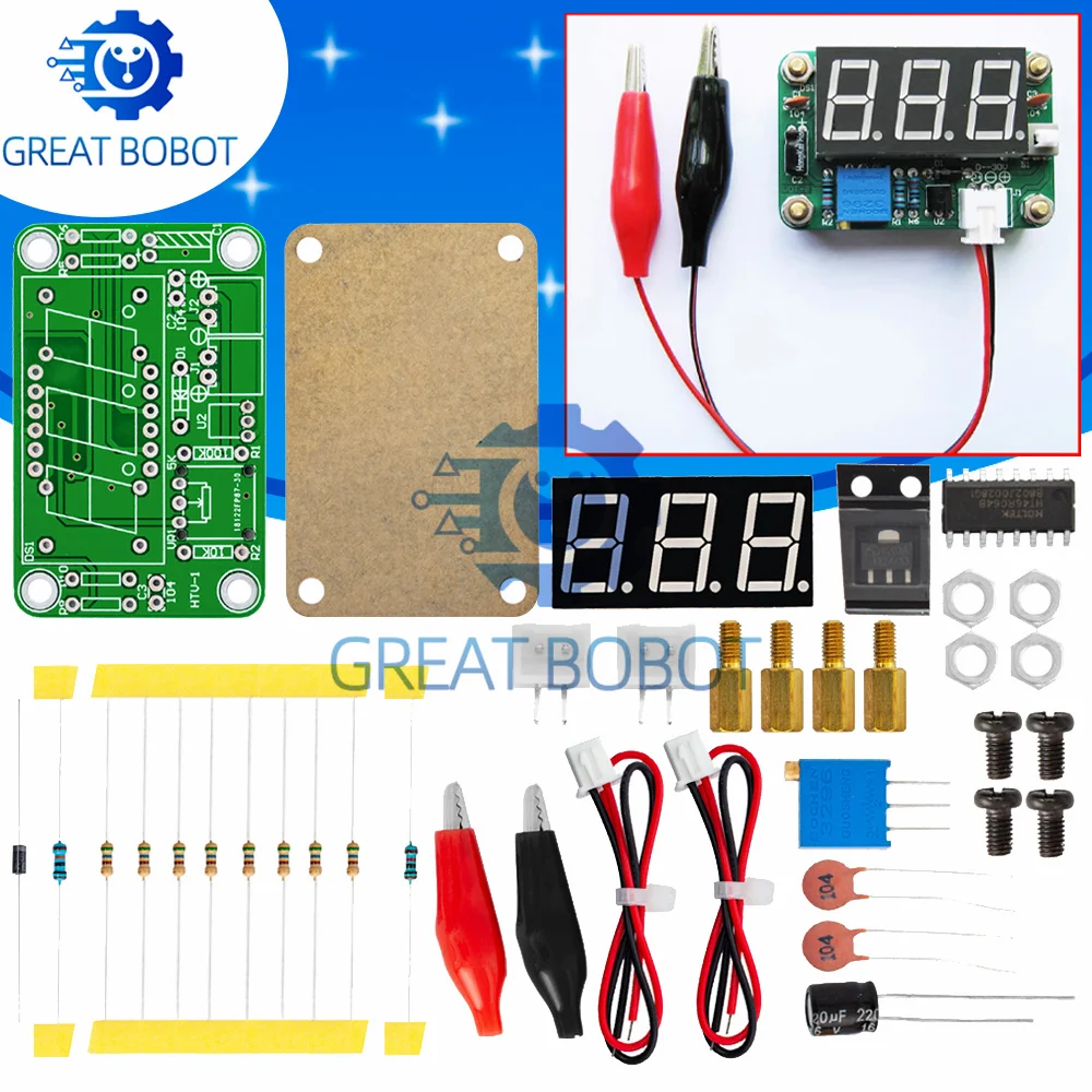 ‌1set VOT-8 Digital Voltmeter Kit (DC 0-30V/±0.5%)  Auto-Polarity LED Display with 10MΩ Impedance for DIY Electronics  STEM Labs