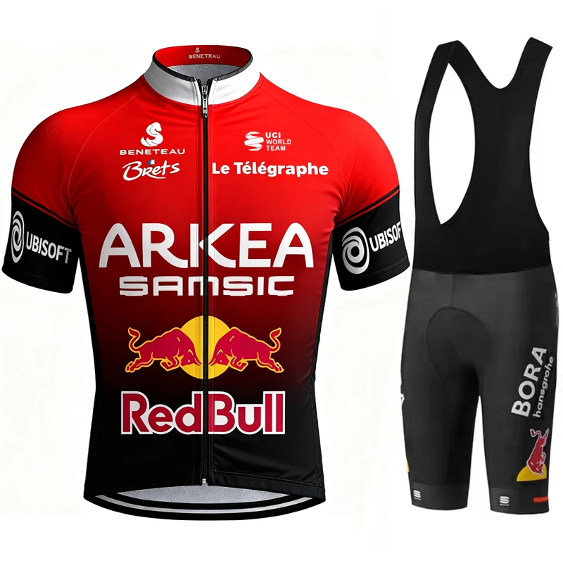 Sports Set Short Sets Red Bull Cycling Wear Clothing Man Uniform Jersey Men Laser Cut Mens Clothes Professional Shirt Pants Bib