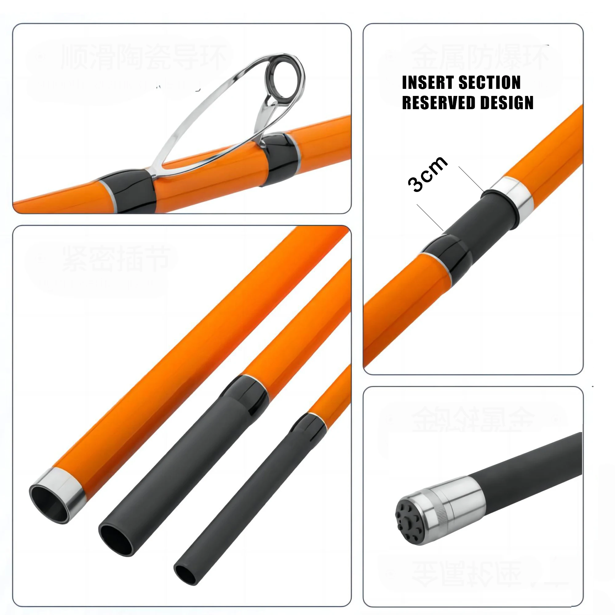 Caña surf carbono giratoria desmontable para viaje y agua salada