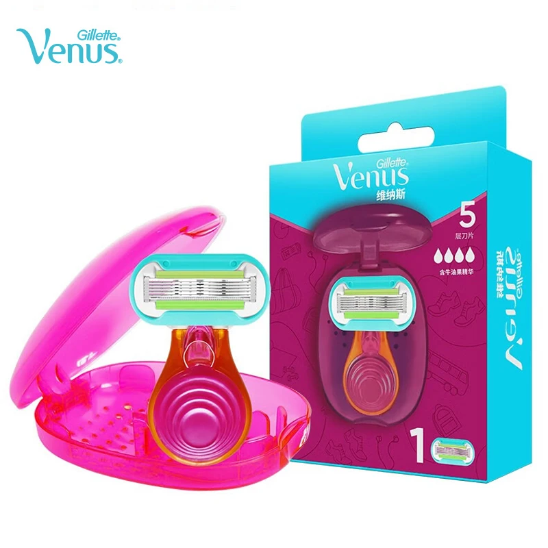 Gillette Venus Extra Smooth On The Go Razor For Women Lubrication strip Smooth Remove Body Hair with 1 Travel Case Portable Set