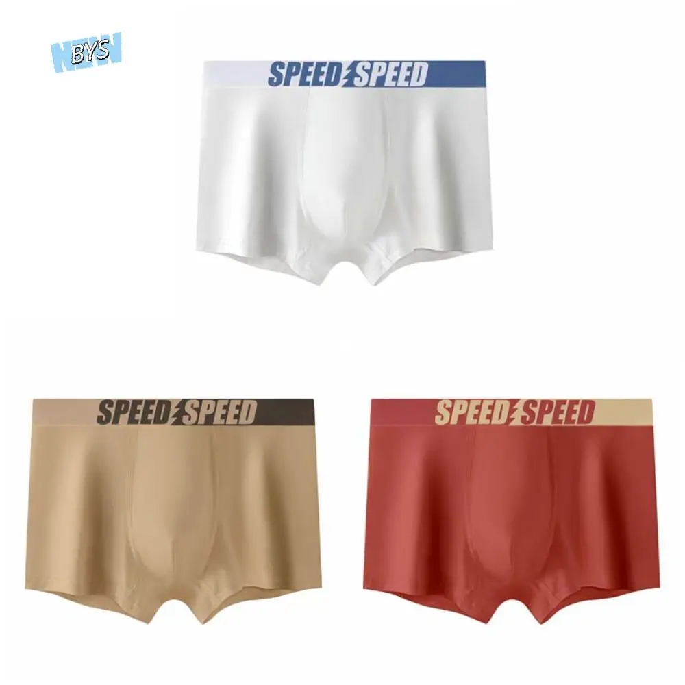 

3PCS Breathable Plus Size Men's Boxer Briefs Mid Waist Seamless Underwear for Man Lingerie Elastic Letter Printed Panties Male