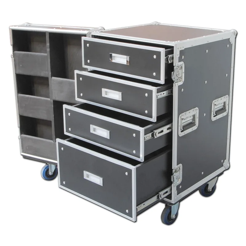 Custom Portable Transport Utility and Storage Tool 4 Drawers Flight Case with Wheels