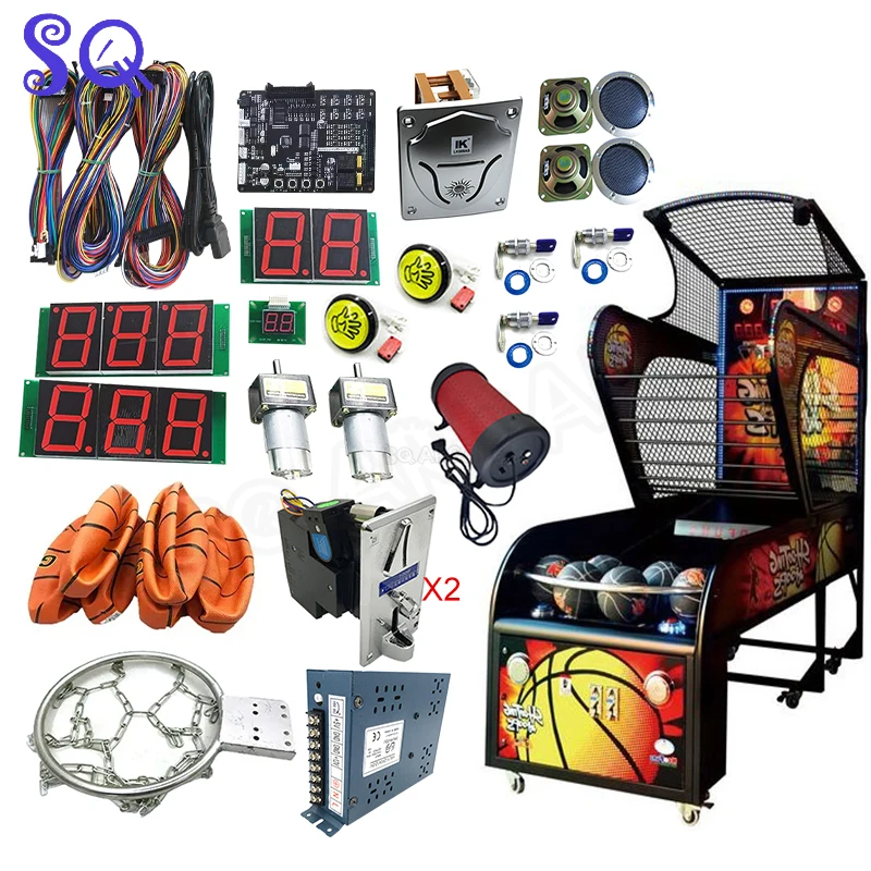 SQ ARCADE Basketball Machine Cabinet Adult Street Kits LCD Board Coin Operated Basketball Games Kits Arcade Shooting Ball Game