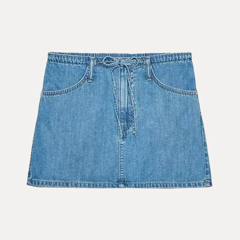 

Faionable mat Mid-Waist Denim Skirt for Women Summer 2025 New Arrival A-Line Polyester Fiber Z Brand