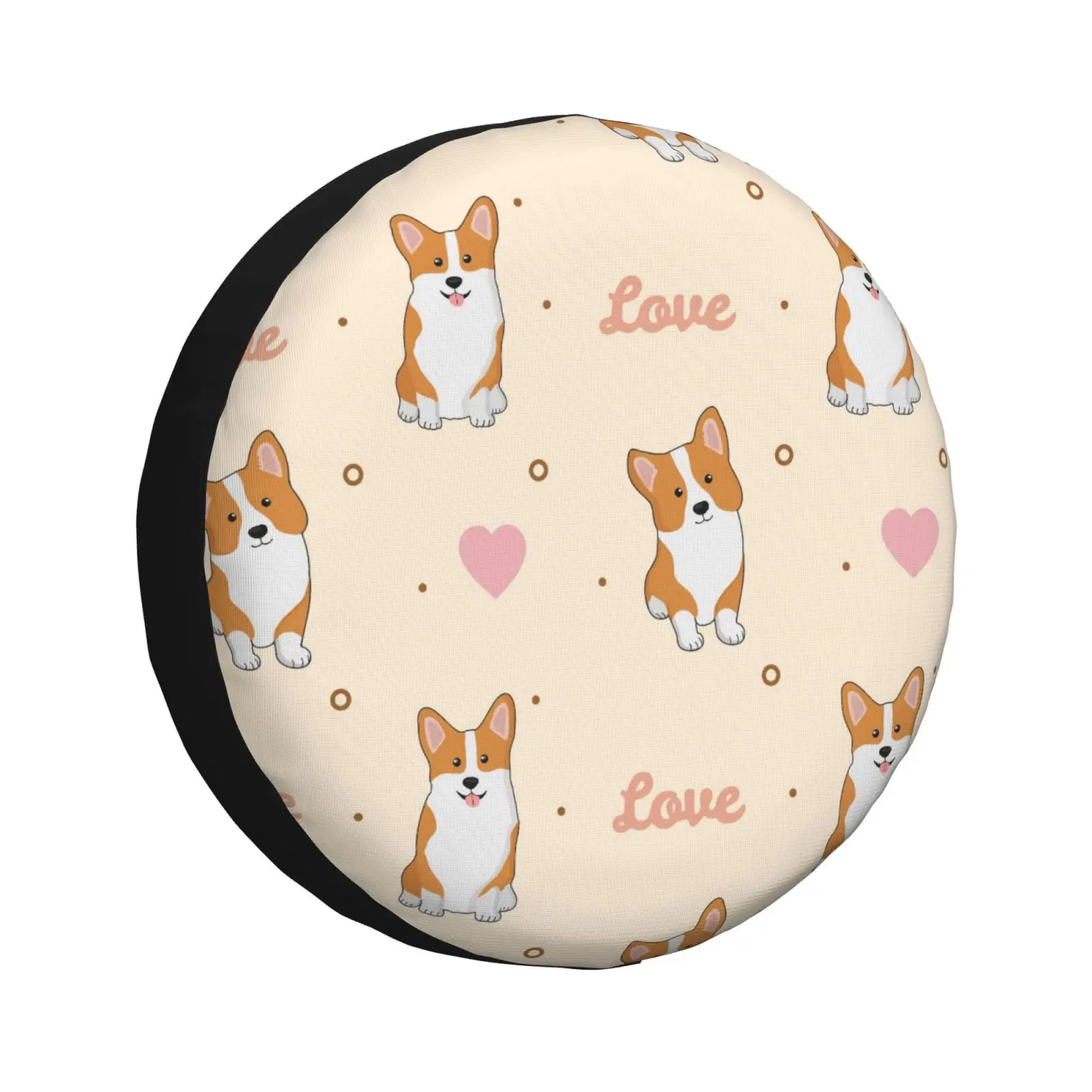 Corgi and Love Printed Pattern Spare Wheel Cover Universal 4x4 SUV Wheel Protection Cover Auto Parts 14 15 16 17 Inch