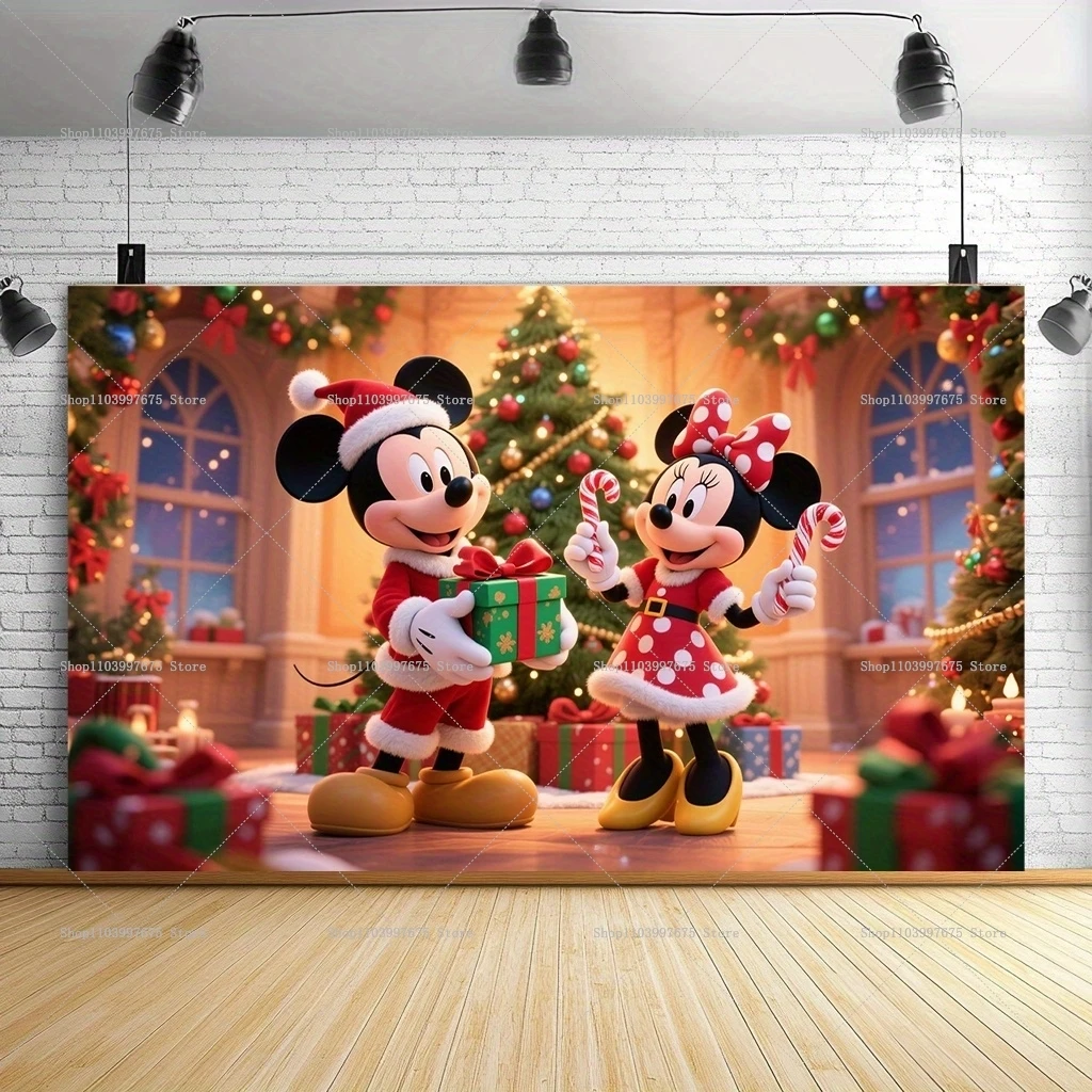 عيد الميلاد ميكي ميني خلفية عيد الميلاد الأطفال حفلة عيد ميلاد ديكور التصوير خلفية استحمام الطفل راية كابينة تصوير الدعائم