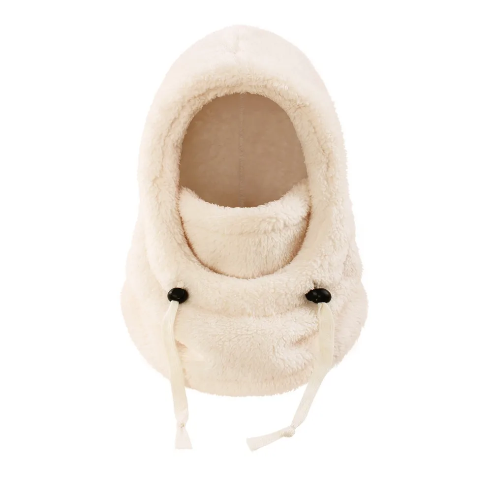 

Fashion Plush Balaclava Hats Windproof Adjustable One-piece Hat Scarf Neck Cover Warm Hooded Hat